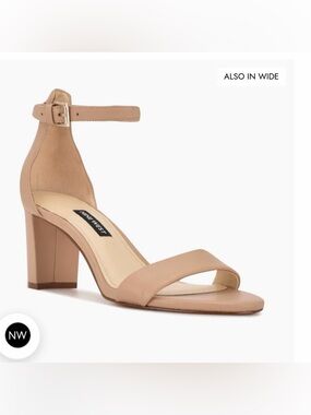 Nine West Nude/Tan Ankle-Strap Block Heels